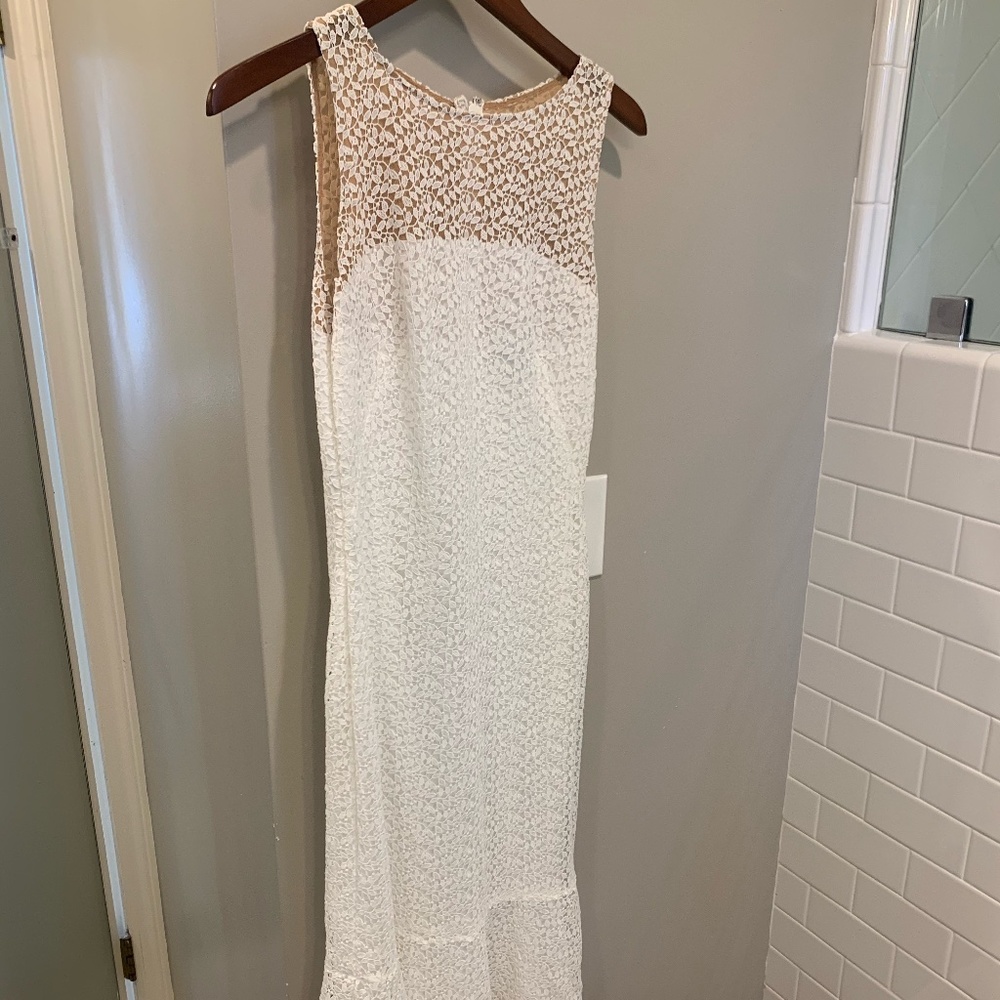 Ralph Lauren Floor Length Lace Fluted Gown